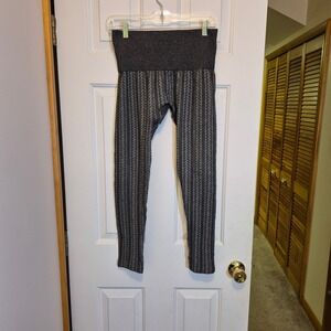 French Laundry Womens XL Gray Herringbone Textured Knit High Waist Leggings